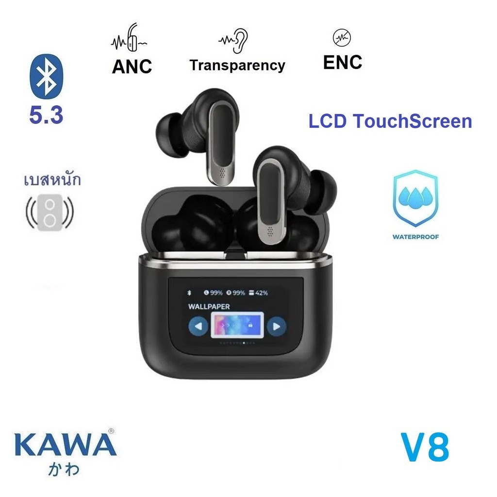 หูฟังบลูทูธ Kawa V8 มี Hybrid ANC/Transparency Mode, Game Mode