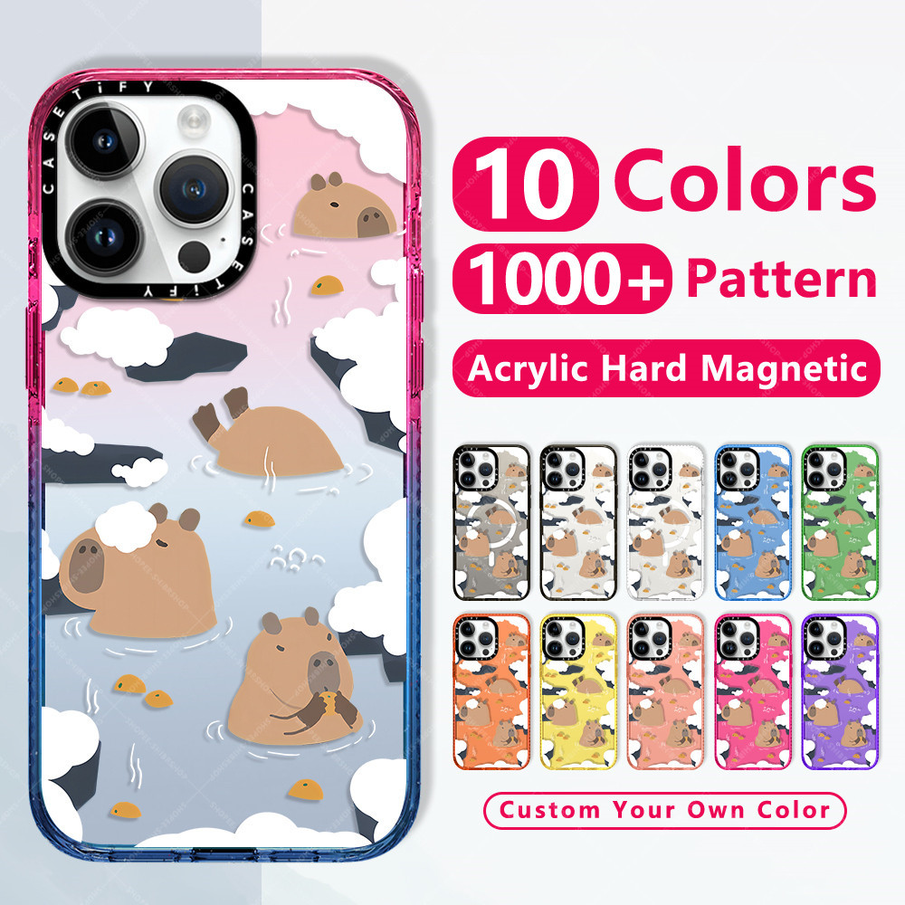 กันกระแทกใสแข็งแข็งแฟชั่นหรูหราแม่เหล็กชาร์จได้เคสโทรศัพท์มือถือ ลาย Capybara Biubiu น่ารัก สําหรับ Iphone 15 Pro Max 14 12 13 15 Plusยี่ห้อบางใสไอโฟนปกป้องแม่เหล็กชาร์จได้เคสใสขอบเรียบฝาปิดป้องกันสีเหลืองCasetifyใสกันกล้องคุณภาพสูง
