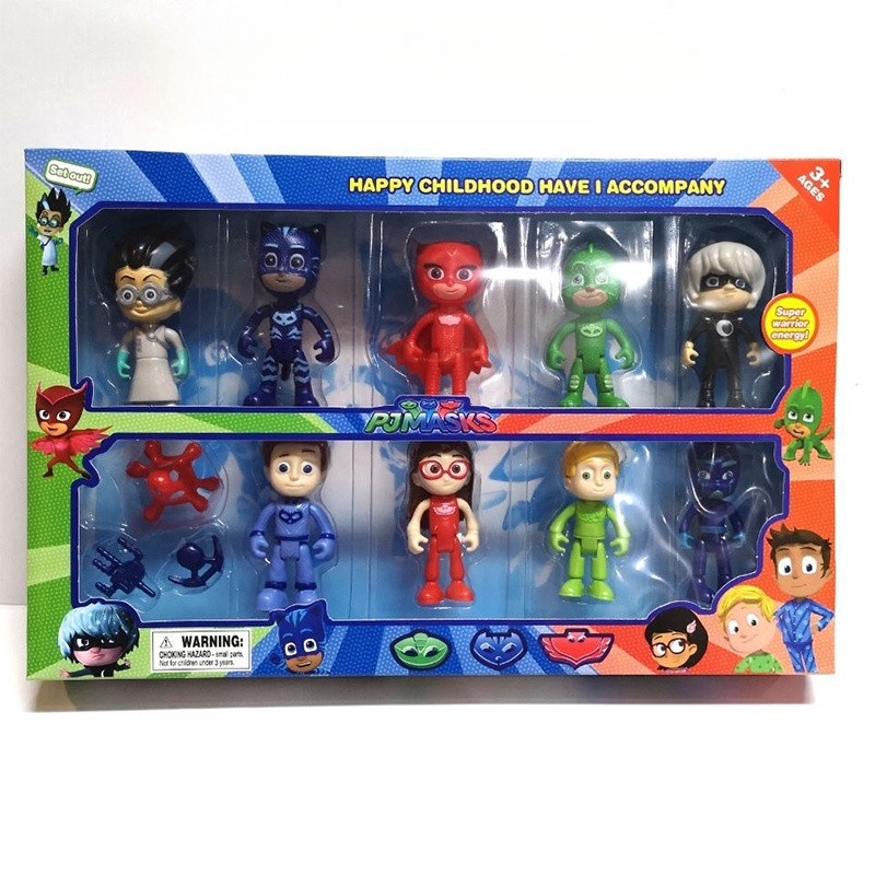 หน้ากาก PJ Masks Catboy Gekko Owlette ของแท้ ของเล่นสําหรับเด็ก ของขวัญวันเกิด 9 ชิ้น ต่อชุด