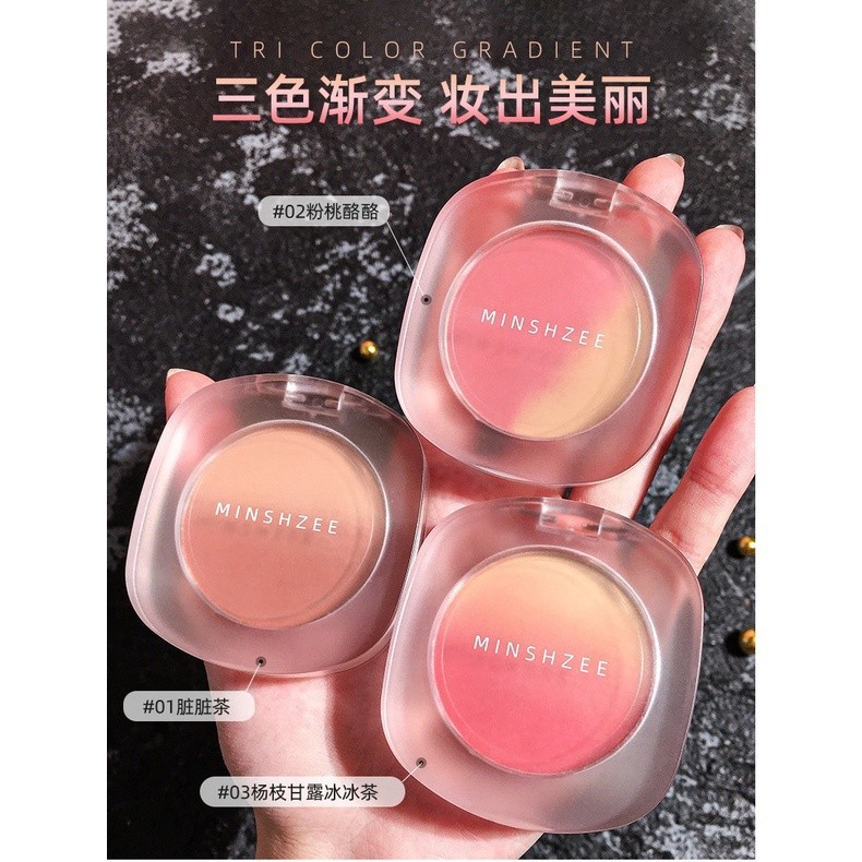 MINSHZEE Blusher MINSHZEE Blusher Gradient Blusher กันน้ํา Sweatproof Delicate Powder ง่ายต่อการสีสก