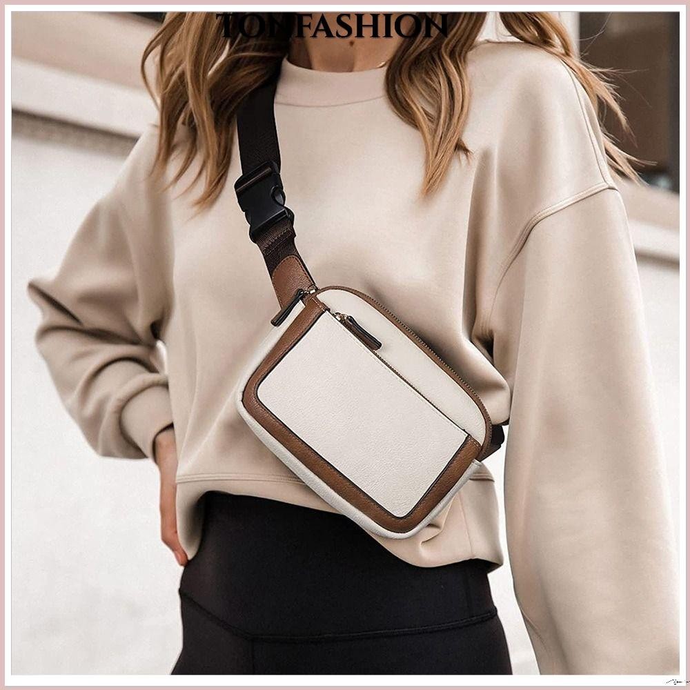 Tonfashion กระเป๋าคาดเอว หนัง PU พร้อมกระเป๋าซ่อน สามารถปรับได้ แฟชั่นสําหรับสตรี