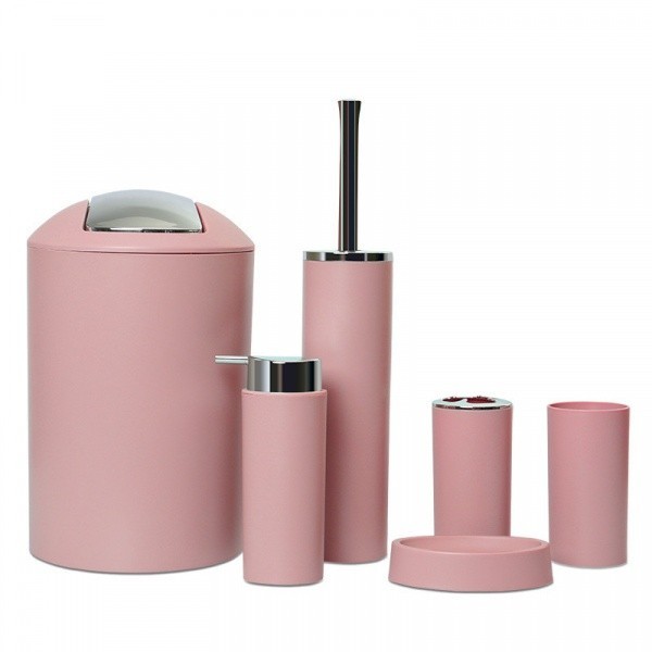 Deluxy Official Shop Primo ชุดอุปกรณ์ในห้องน้ำ 6 ชิ้น รุ่น EDJJ01-PK   สีชมพู