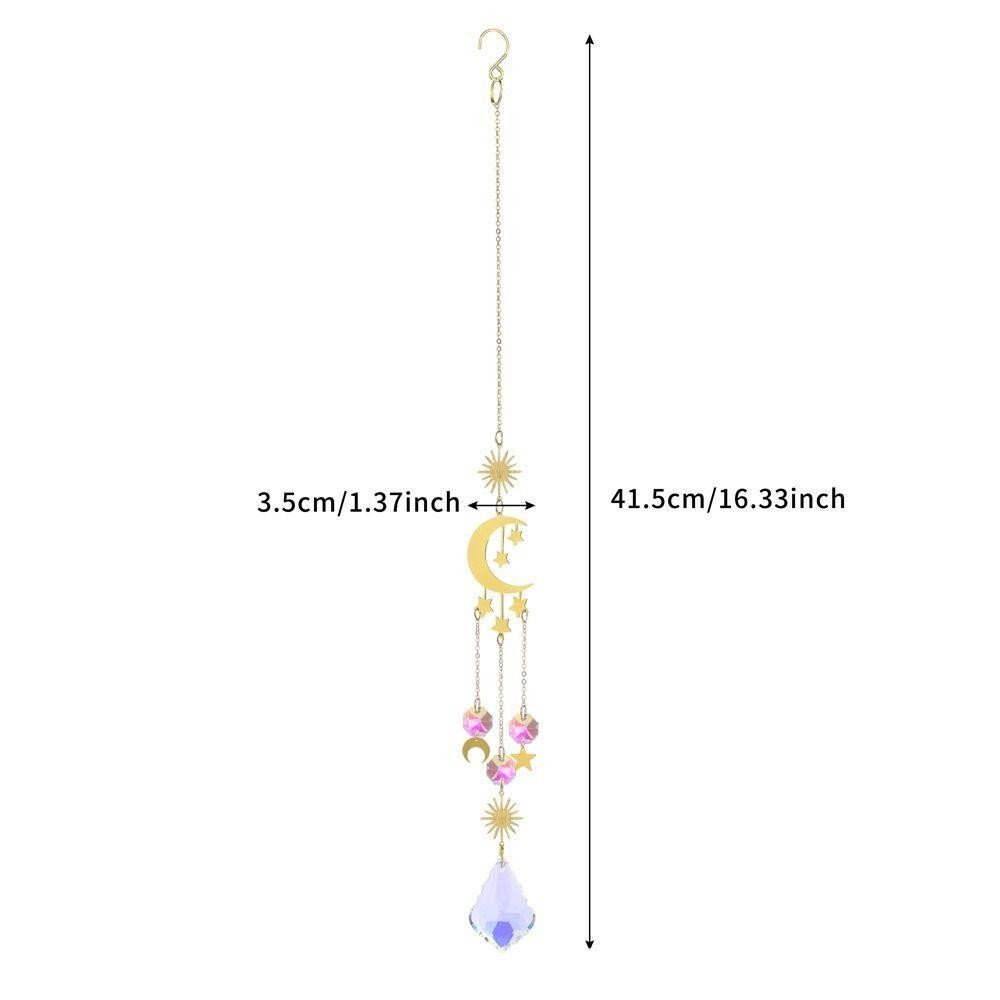 Yann1 Sun Catcher, Sun Moon Stars ตกแต ่ งกลางแจ ้ งจี ้ คริสตัลแฟชั ่ น Rainbow Maker Light จับคริสตัล Wind Chimes ของขวัญ