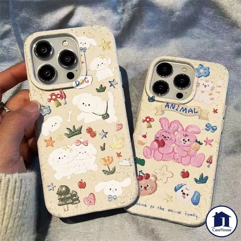 ส่งจากไทย น่ารัก ลูกหมา กระต่าย อ่อนนุ่ม กรณี เข้ากันได้ สำหรับ iPhone 7 8 6 Plus XR 11 13 14 15 12 Pro Max X XS MAX