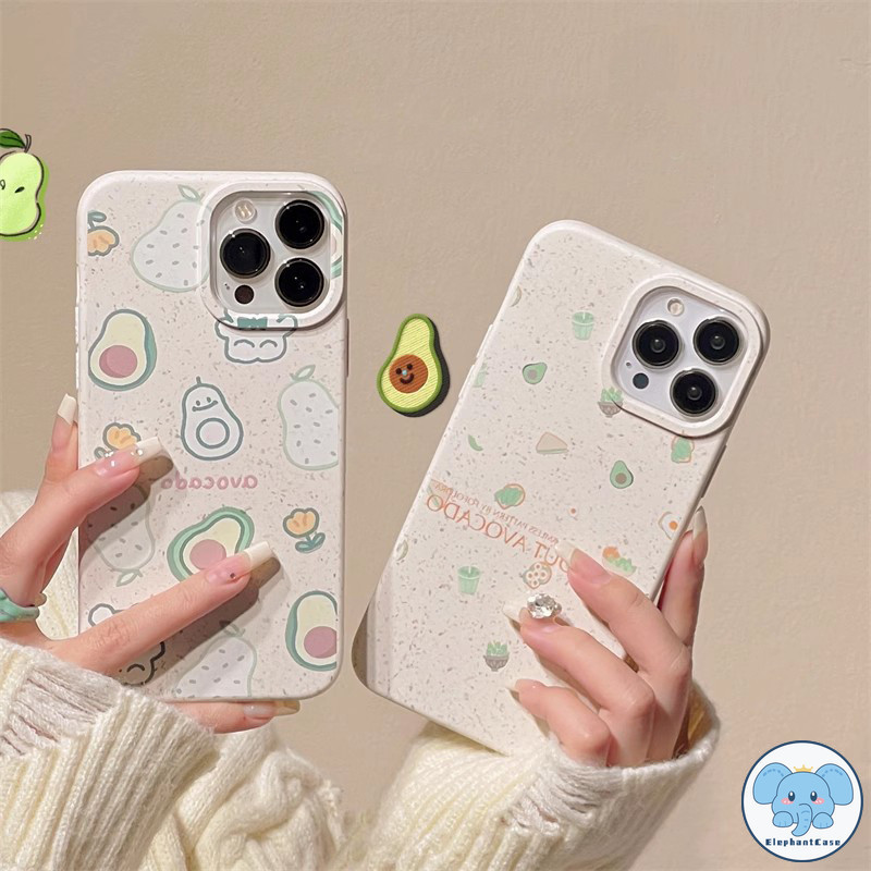 ภาพประกอบการ์ตูนน่ารักหมีดอกไม้สดอะโวคาโดปกหลัง iPhone 15 11 12 13 14 Pro Max 7Plus 8Plus XR 6 6s 7 8 Plus X XS Max