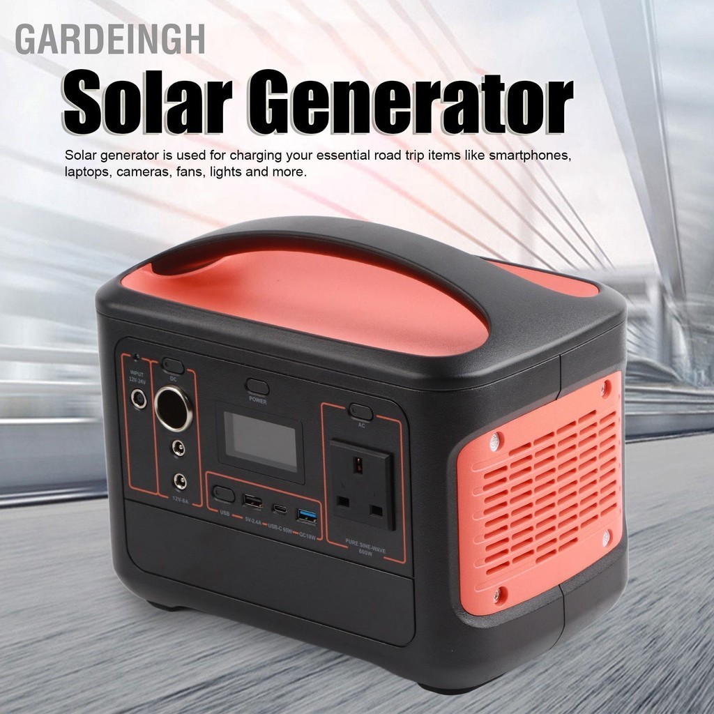 GardeingH 600W แบบพกพา Power Station พลังงานแสงอาทิตย์แบบพกพากลางแจ้งแหล่งจ่ายไฟฉุกเฉิน 153600MAH 100-240V