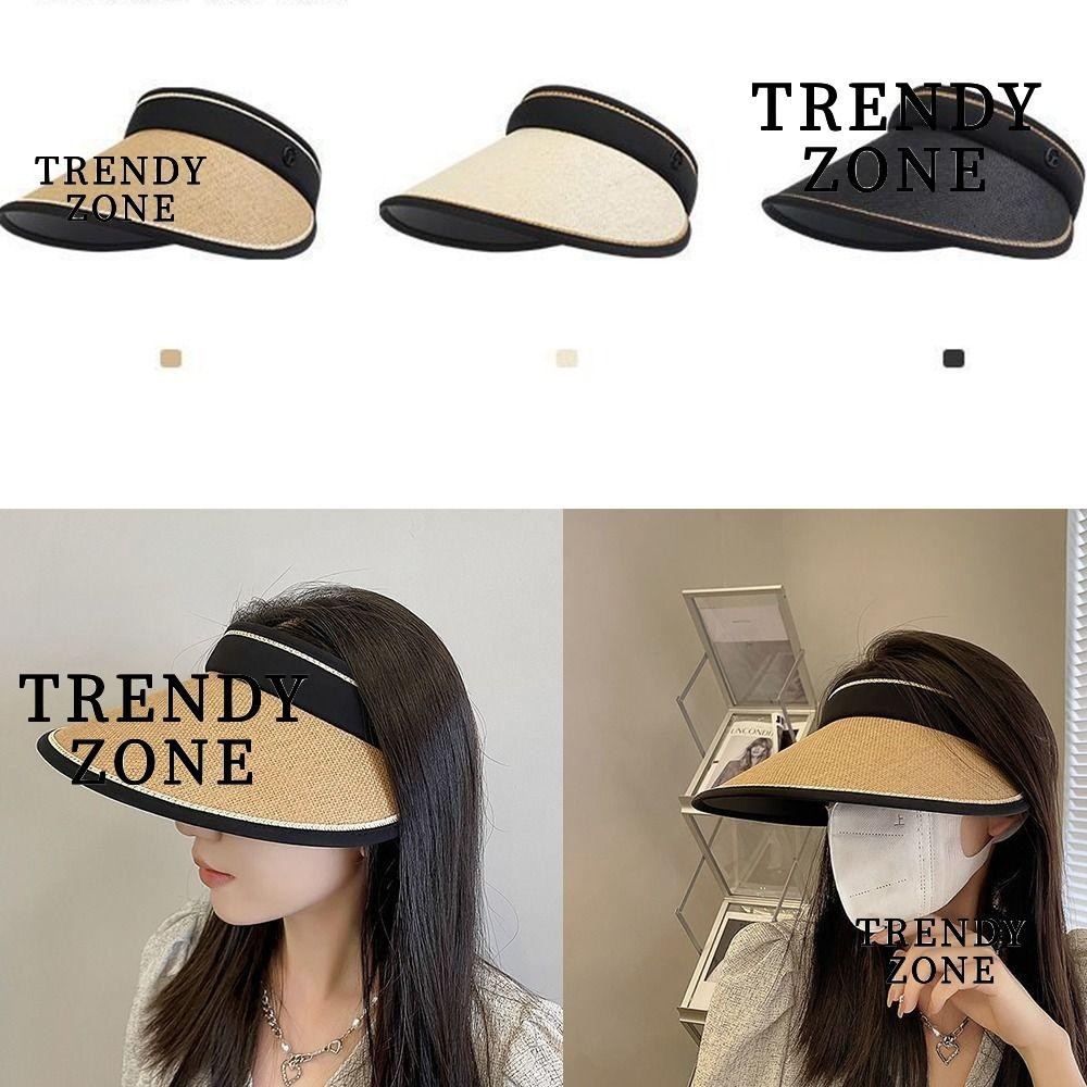 Trendyzone หมวกฟางปีกกว้าง ป้องกันรังสียูวี ขนาดใหญ่ พับได้ สําหรับผู้หญิง