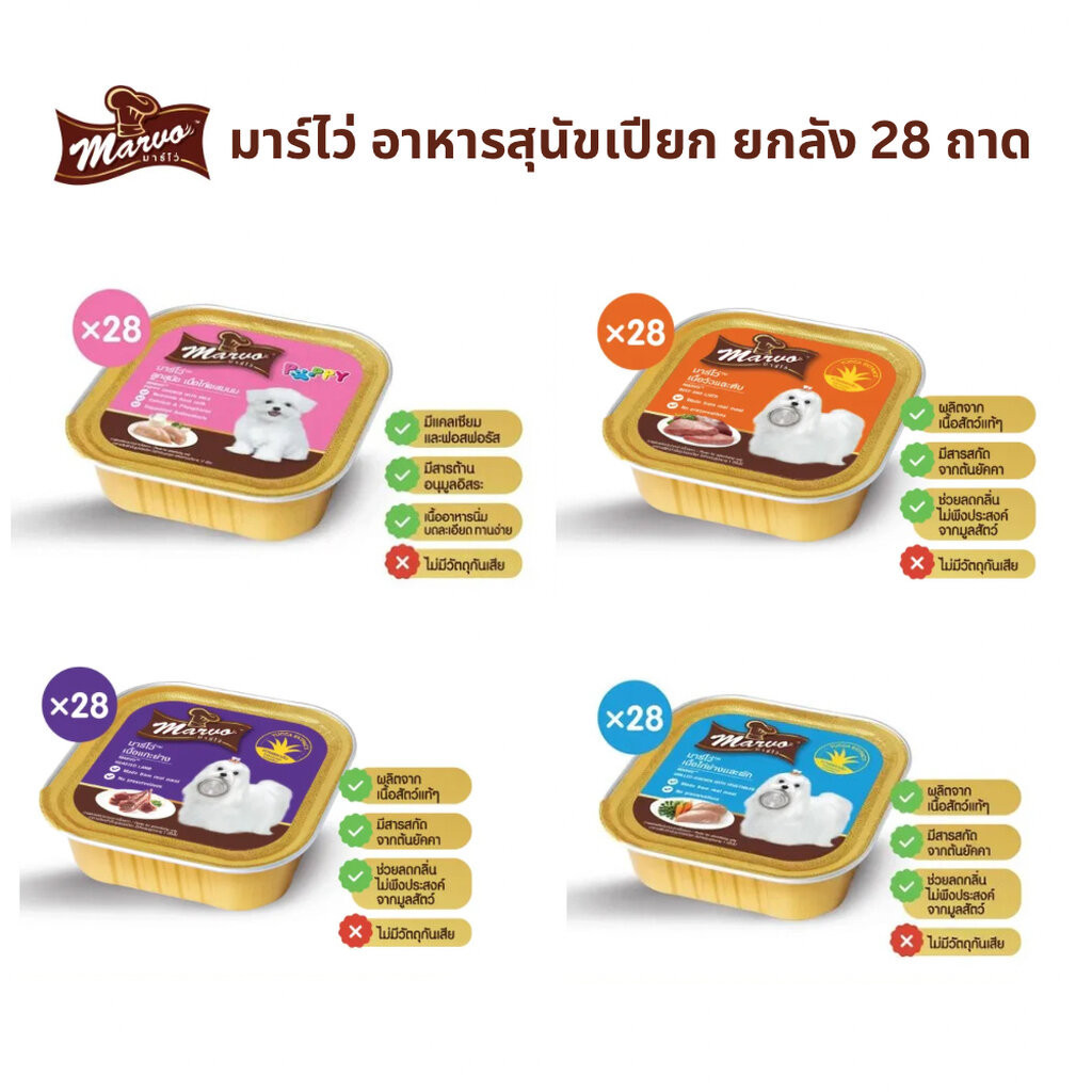 มาร์โว่ Marvo อาหารเปียกสุนัข ยกลัง 28 ถาด