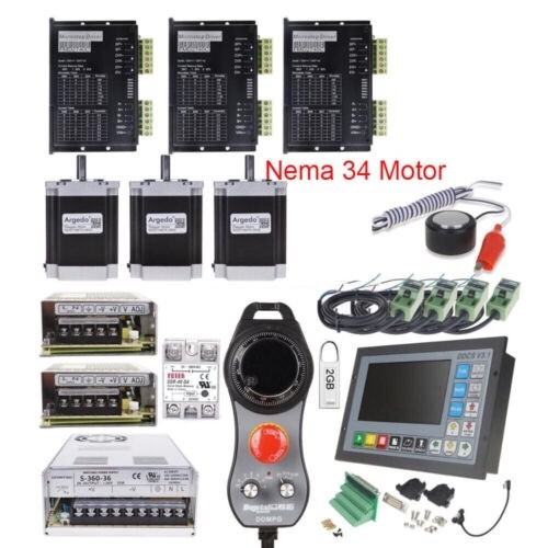 3 Axis CNC Motion Controller DDCS V3.1 +MPG+3X 8.7N.m 6A Nema 34 Motor Driver