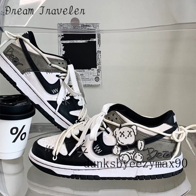 [DT] NK Dunk Low Muppet Bear Low-Top Casual รองเท้าผ้าใบสีดําสีน้ําตาล DD1391-100TeamM-Muppet Bear S