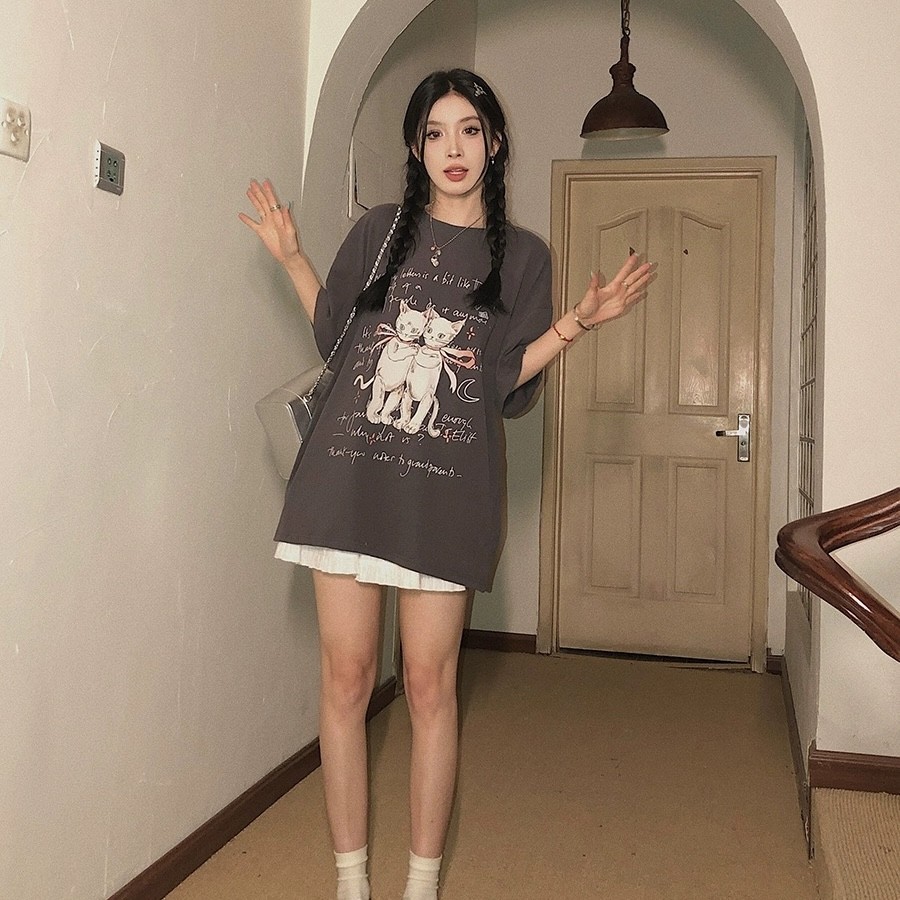 พร้อมส่ง เสื้อยืดคอกลม ผ้าฝ้าย ขนาดใหญ่ 100 สี สําหรับผู้หญิง ไซซ์ S - 3Xl มี