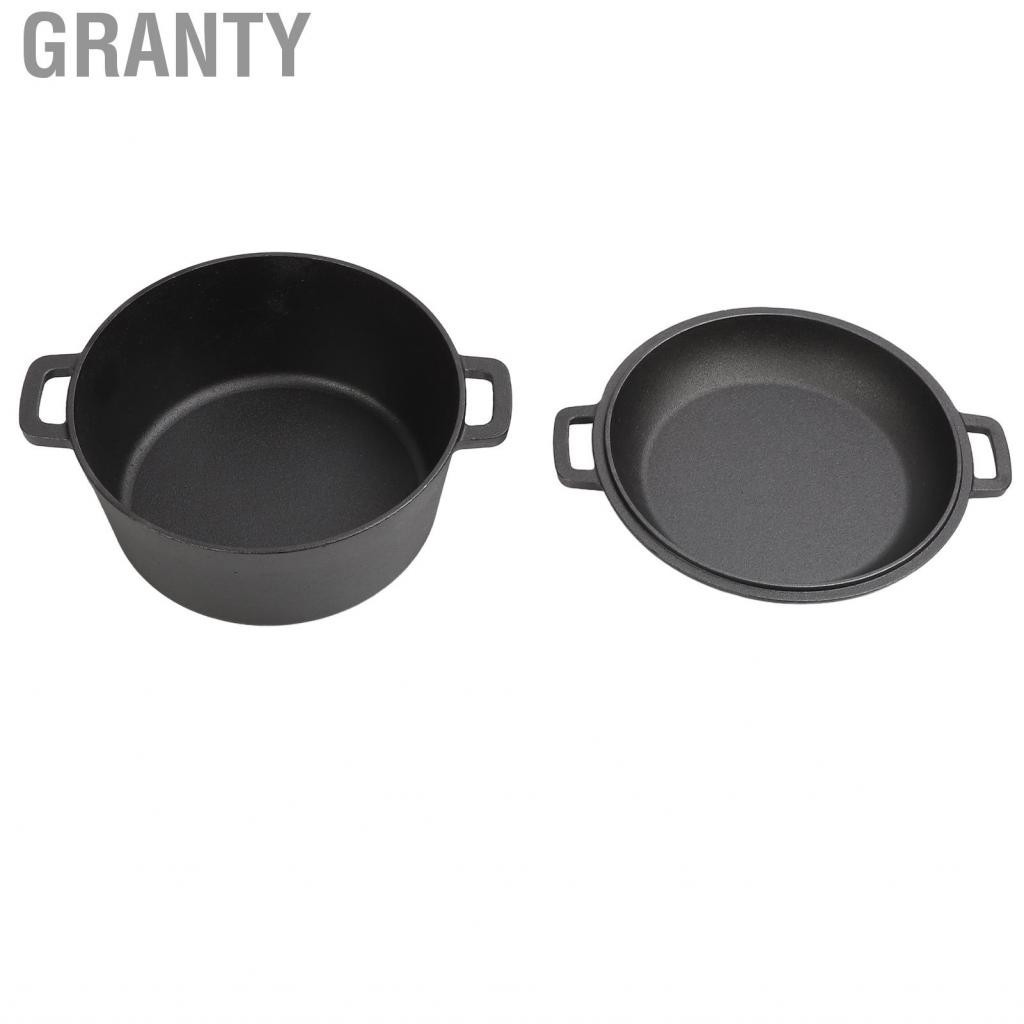 Granty Oven Pot  Cast Iron Safe and Healthy 4.7L Skillet Pan Dual Handles for Camping