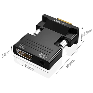 หัวต่อ HDMI ตัวเมีย เป็น VGA ตัวผู้ พร้อมอะแดปเตอร์เสียง รองรับเอาต์พุตสัญญาณ 1080P ใหม่