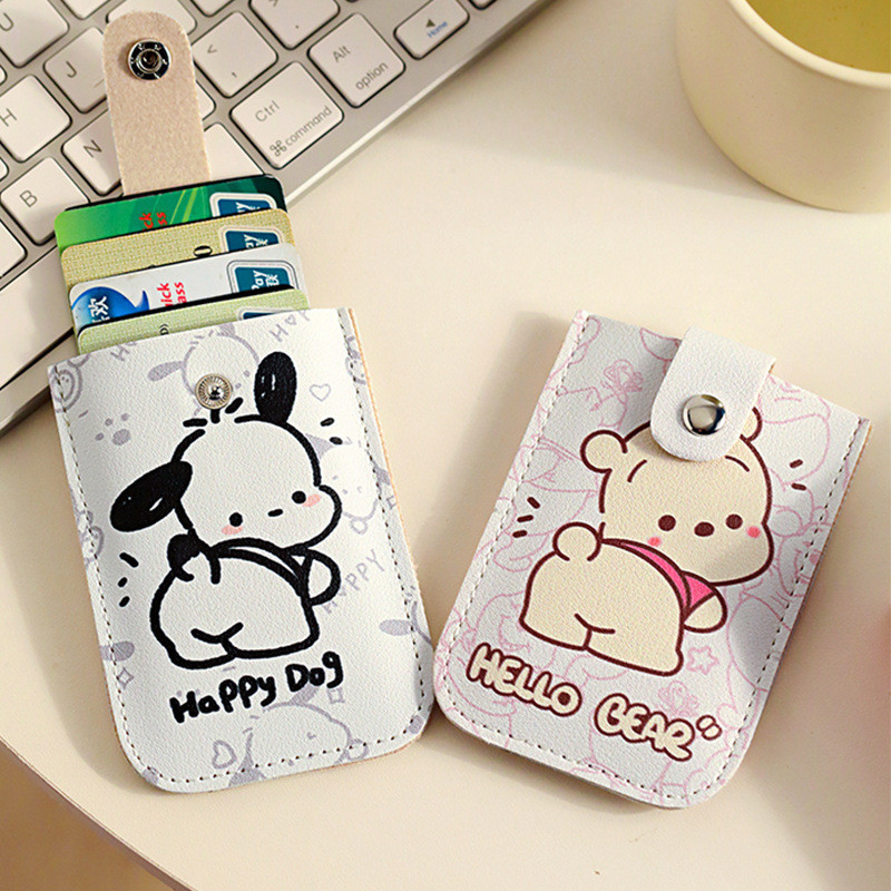 น ่ ารักการ ์ ตูน Mini Card กระเป ๋ าสตางค ์ แฟชั ่ น PU หนัง 5 กระเป ๋ ากระเป ๋ าบางลามิเนตปกปิด Anti-Theft ID ผู ้ ถือบัตรขนาดใหญ ่ ความจุ