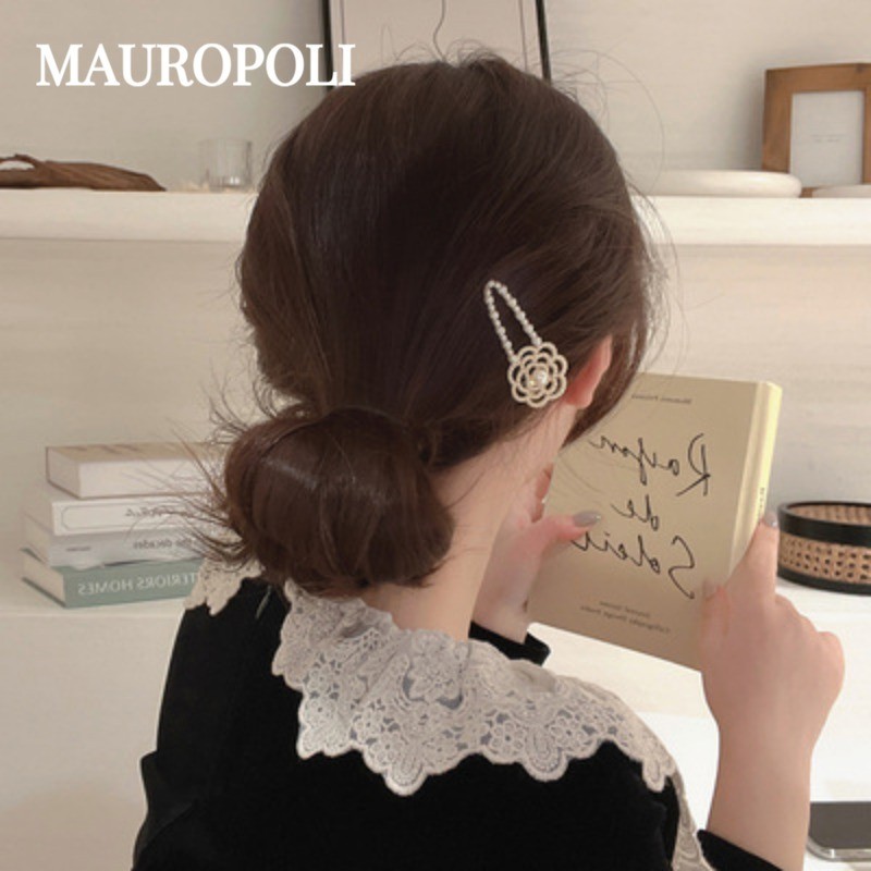 Mauropoli [คลังสินค้าพร้อม] คลิปข้างดอกกุหลาบหรูหรากิ๊บติดผมหน้าม้าเข้ากันทั้งหมดกิ๊บติดผมหักคลิปแบนกิ๊บมุกปากเป็ดคลิปด้านข้างเครื่องประดับผม - รูปที่ 5
