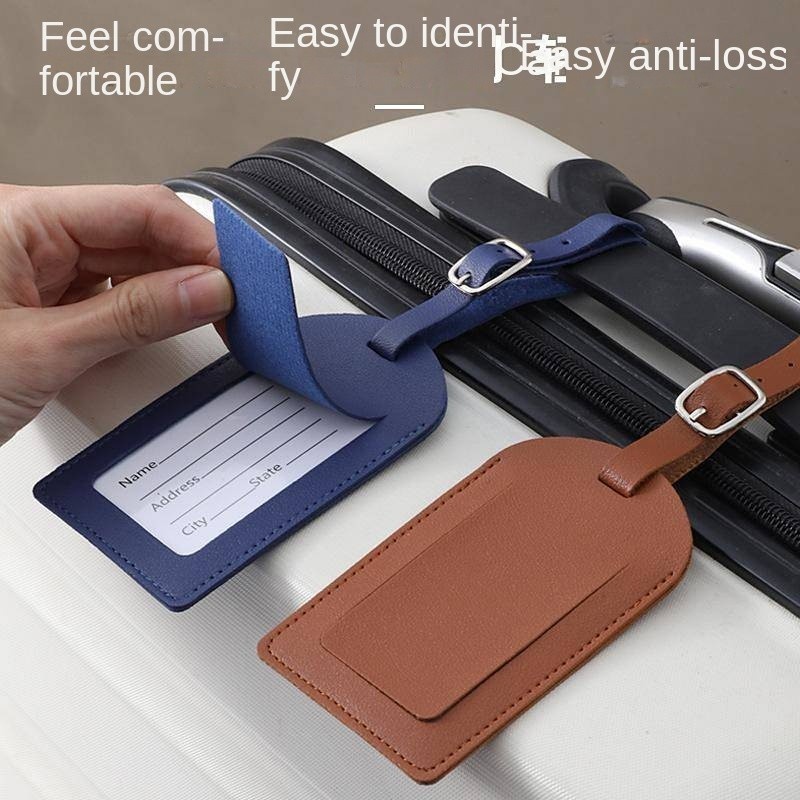 SENSES// Leather Luggage Tag Luggage Tag Boarding Pass Portable Consignment Pendant Luggage Anti-Los