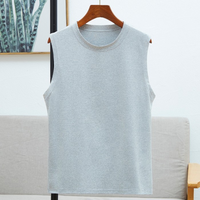 ฤดูร้อน อินเทรนด์ที่สุด สีทึบ คอกลม สบาย ๆ เสื้อแขนกุด 8สี S~3XL
