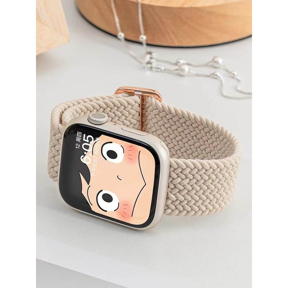สายนาฬิกาข้อมือไนล่อนถัก ไฮเอนด์ สีรุ้ง สําหรับ iphone Iwatch 8 S9 Apple Watch 9 S7 S7 7 SE S6 6th