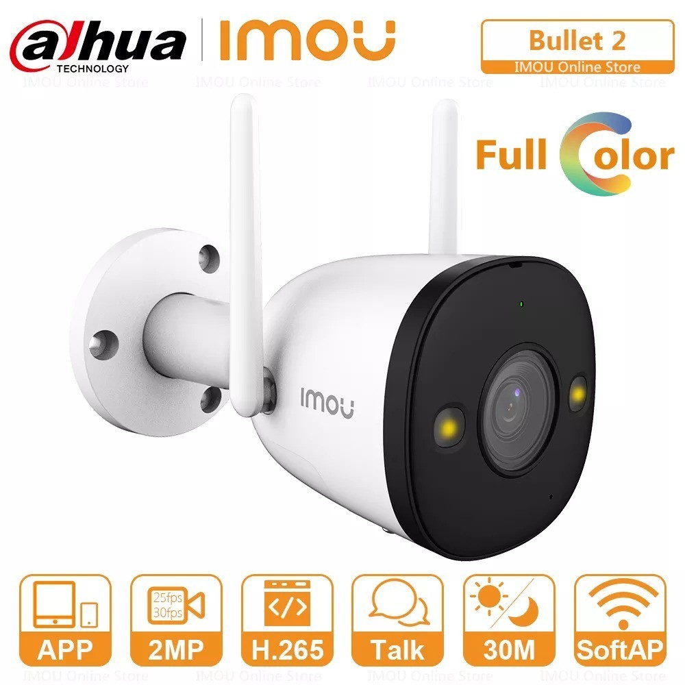 กล้องวงจร ⚡️กล้องวงจรปิดไร้สาย⚡️ Dahua IMOU Bullet 2 Full Color 1080P WiFi 3.6mm (IPC-F42FEP-36) รับประกัน 2 ปี