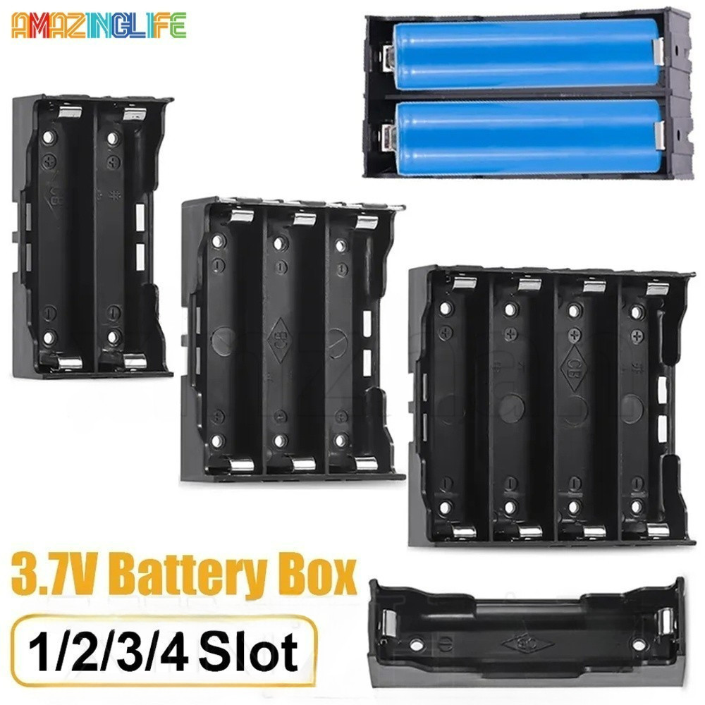 [Top Selection] กล่องเก็บแบตเตอรี่ แบบแข็ง ทนทาน พร้อมคลิปแบตเตอรี่ DIY 18650 3.7V 1 2 3 4 ช่อง