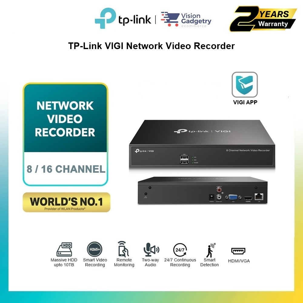 TP-Link VIGI 8 / 16 Channel NVR Network Video Recorder กล้องวงจรปิดความปลอดภัย NVR1008H NVR1016H