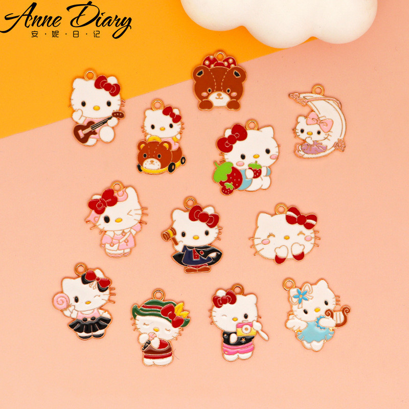 2 ชิ้น/ล็อตการ์ตูน Kitty Cat เคลือบโลหะผสมเคลือบจี้อุปกรณ์เสริม Charms สําหรับผู้หญิง, Key Chain/ต่างหู/สร้อยคอจี้ Handmade DIY เครื่องประดับ 049