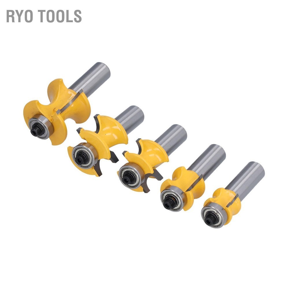 Ryo Tools 5 ชิ้น 1/2in Shank Router Bit ครึ่งรอบ Bullnose เครื่องตัดไม้สำหรับเครื่อง CNC แกะสลัก