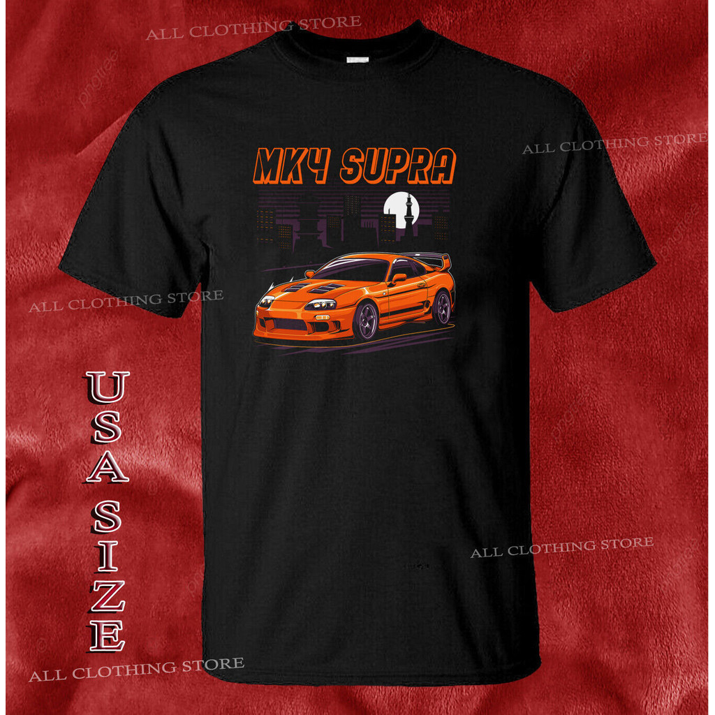 เสื้อยืดภาพประกอบรถยนต์ผ้าฝ้ายนุ่ม Mk4 Supra Sport
