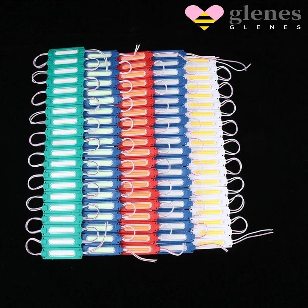 Glenes โมดูลไฟเตือน LED COB 12V กันน้ํา สีขาว สีแดง สีเขียว สีเหลือง สีชมพู 10 ชิ้น ต่อล็อต