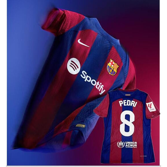 เสื้อกีฬาแขนสั้น ลายทีมชาติฟุตบอล Barcelona 23 24 ชุดเหย้า สําหรับผู้ชาย ไซซ์ S - 4XL|พร้อมส่ง