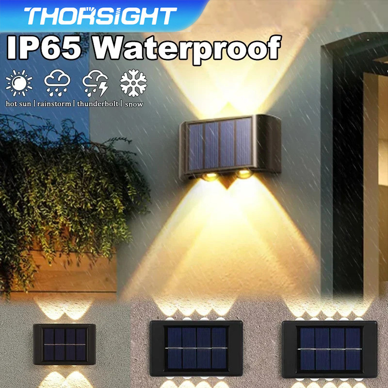 2PCS LED ไฟโซล่าเซลล์ โคมไฟติดผนัง พลังงานแสงอาทิตย์ Solar light โคมไฟเซ็นเซอร์ซังขึ้นและลง
