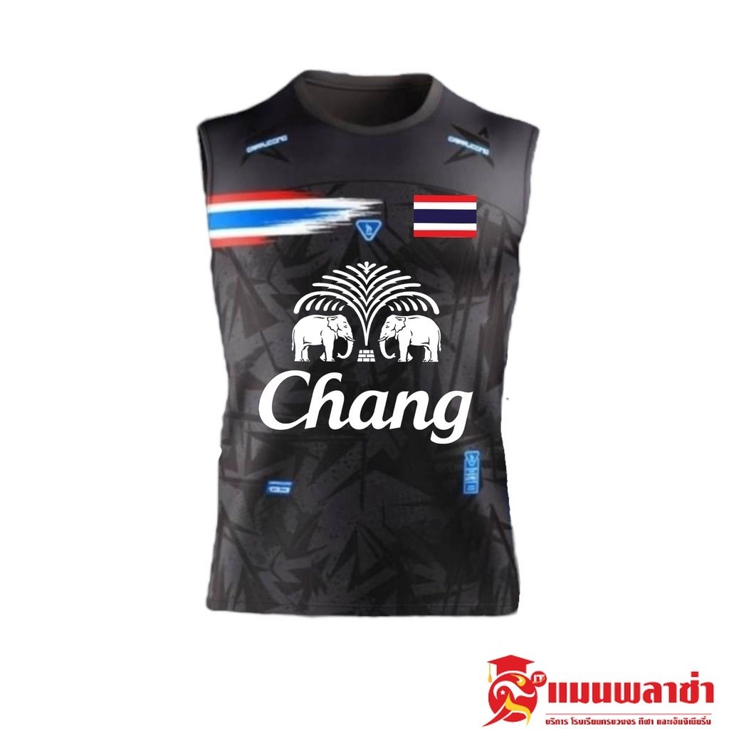 เสื้อกีฬา เสื้อบอล แขนกุด CC 123 สกรีนช้าง