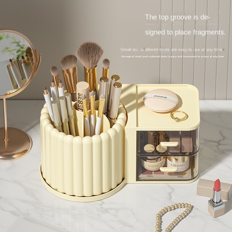 【Super living】กล่องเก็บเครื่องสําอาง ปากกา แบบตั้งโต๊ะ หมุนได้ แบบสร้างสรรค์ สําหรับหอพักนักเรียน