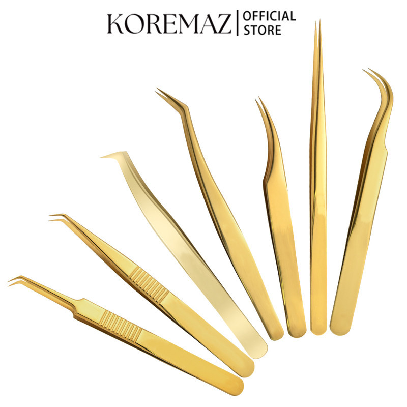Koremaz แหนบ สําหรับต่อขนตาปลอม สีทอง