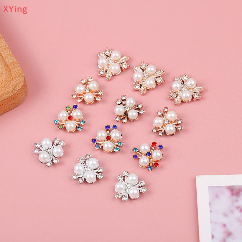 [Xy] กิ๊บติดผม ประดับมุก พลอยเทียม คริสตัล ดอกไม้ DIY 10 ชิ้น