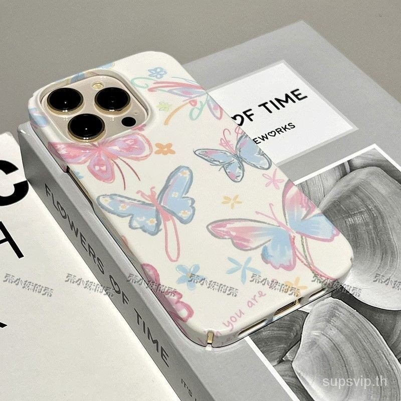 เคสโทรศัพท์มือถือแบบแข็ง กันกระแทก ลายผีเสื้อ สําหรับ iPhone 15 Pro Max 14 Plus XR 8 Plus 7 Plus 15 Pro XS Max 13 Pro 11 11promax YTVF