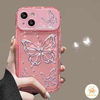 กระจกพับ กระจกแต่งหน้ารูปผีเสื้อสวยงามเต็มจอ ไอโฟน11 For iPhone12 13 14 15Pro MAX X XS XR XS 6 7 8Plus SE2020เคสโทรศัพท์
