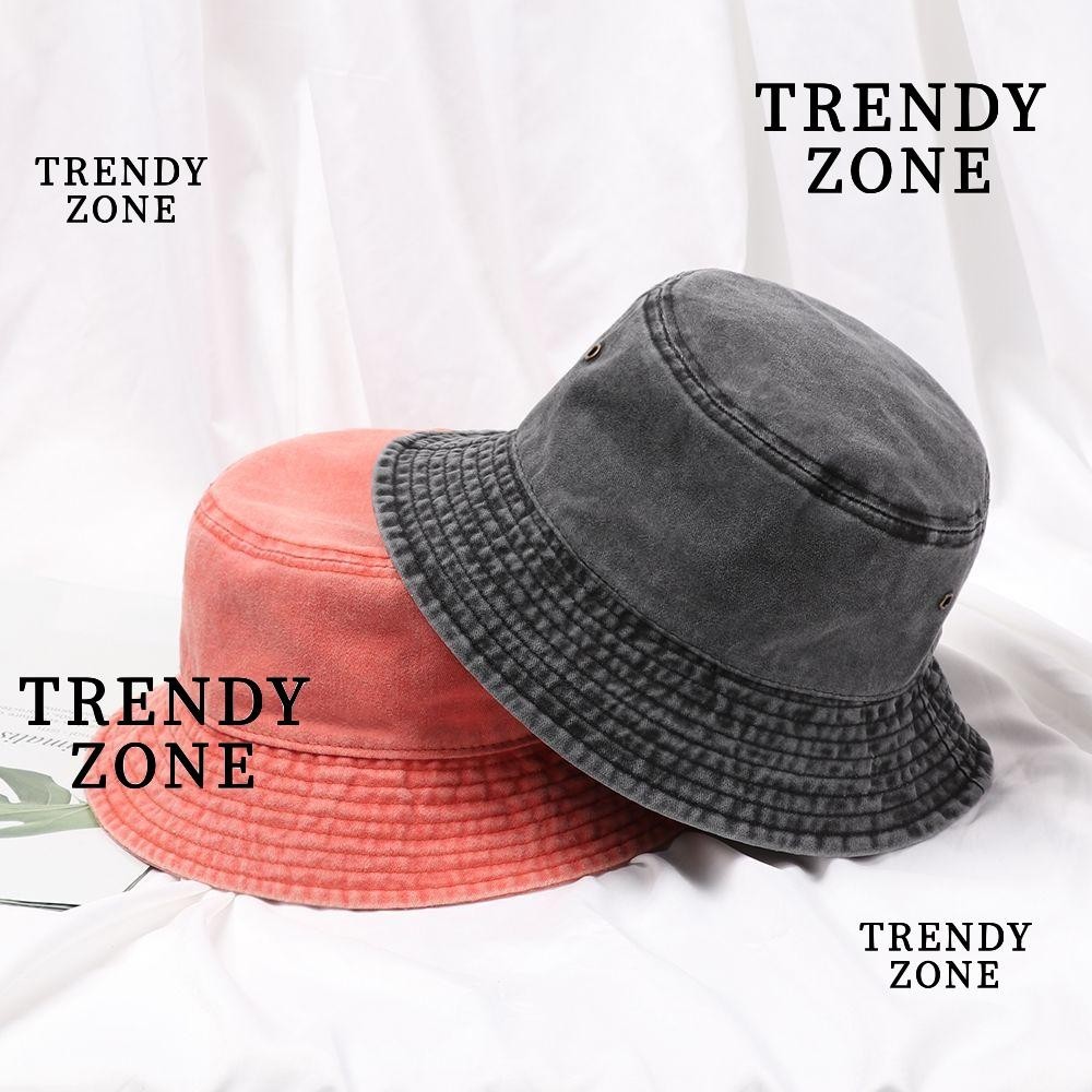 Trendyzone หมวกบักเก็ตลําลอง ผ้าฝ้าย และผ้ายีน กันแดด แฟชั่นฤดูร้อน สําหรับผู้ชาย และผู้หญิง