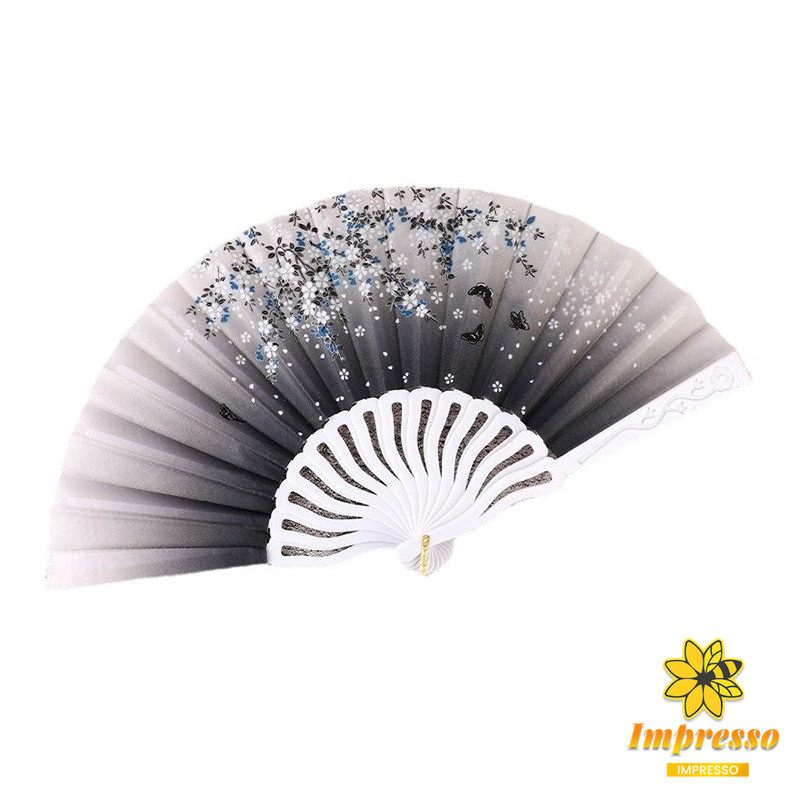Impresso พัดแบบพับได้สไตล์จีนขนาด 23cm ลายดอกไม้ สไตล์เรโทร Hand Fans - รูปที่ 7