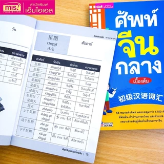 หนังสือศัพท์จีนกลางเบื้องต้น 56 หมวดคำศัพท์ ครอบคลุมกว่า 1,750 คำ มีพินอิน คำอ่านภาษาไทย และคำแปล