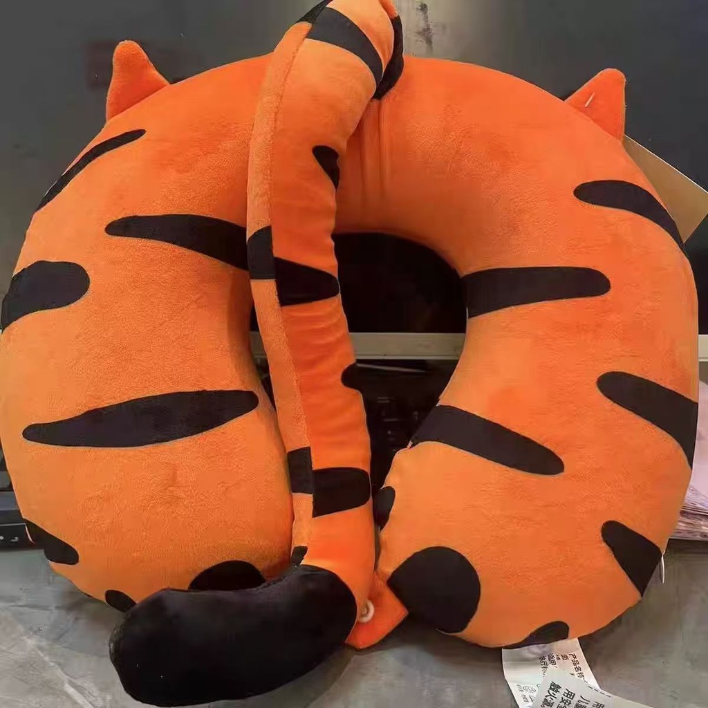 T Tiger Head Tiger Head U-Shaped หมอนในครัวเรือนการ์ตูนรูปรถท่องเที่ยวแบบพกพาหมอนเบาะ Nap อยู่ประจํา