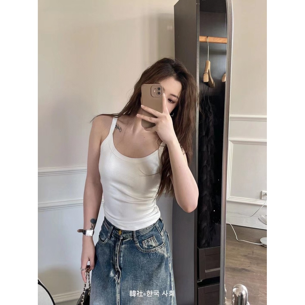 Evelynสายเดี่ยว มีฟองน้ำในตัว สีพื้น ผ้านุ่ม รูปที่ 5