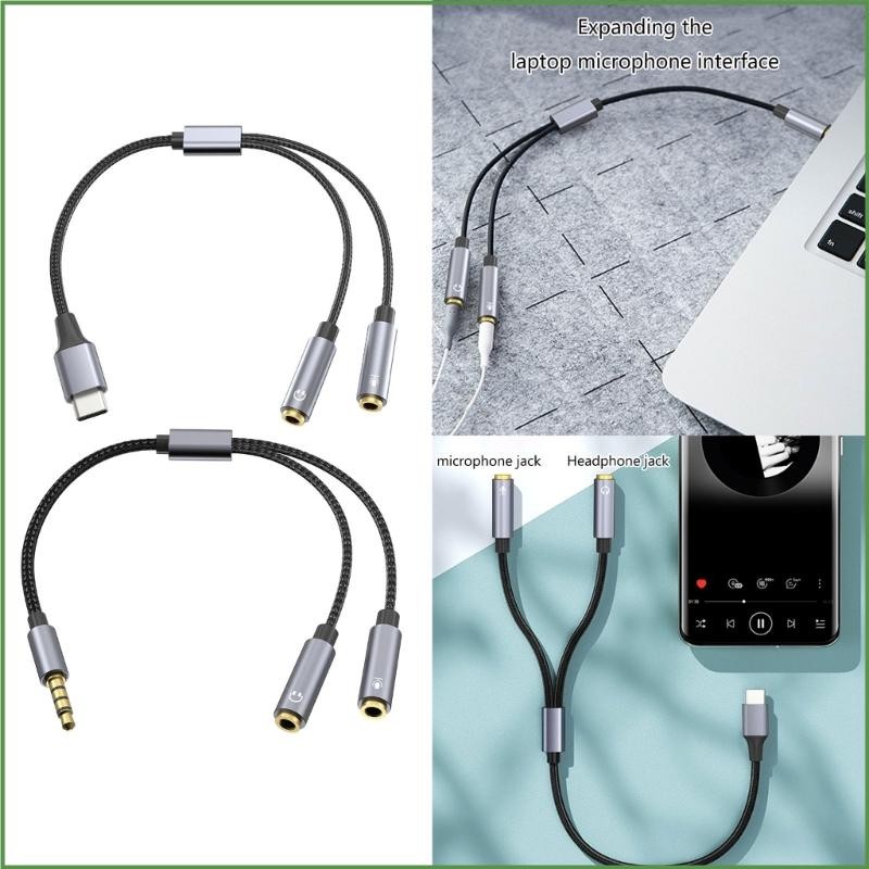 Bon สายแปลงหูฟัง 3 5 มม. USB C ชุดหูฟังไมโครโฟนอะแดปเตอร์แยก