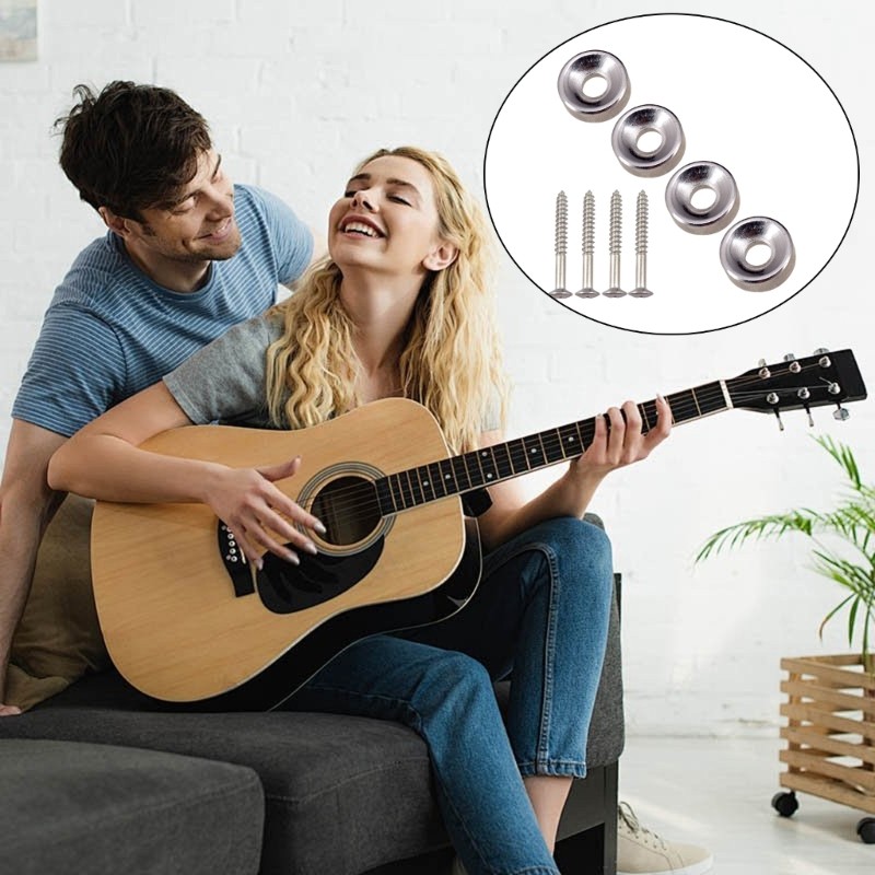 Yoo 4 ชิ้นกีตาร์คอ Joint Ferrules Bushing พร้อมสกรูกีตาร์ไฟฟ้าคอ Joint ติดตั้ง Ferrules สําหรับกีตาร