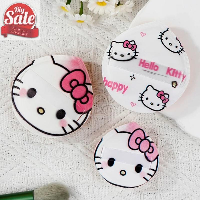 Af Sanrio พัฟฟองน้ําแต่งหน้าชนิดบรรจุกล่องน่ารัก Hello Kitty คอนซีลเลอร์แต่งหน้า Super Soft Elastic Cotton Face Base พัฟเครื่องสําอางเครื่องมือความงาม A
