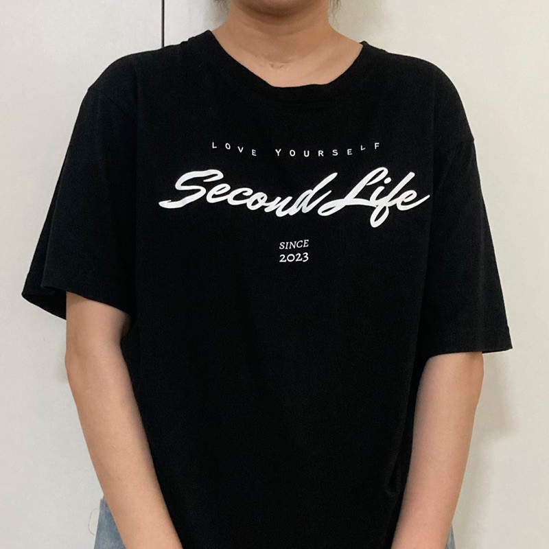 S-5XL (พร้อมส่ง) New in November💞 เสื้อยืด Second life ขาวดำ คอกลม มีไซส์