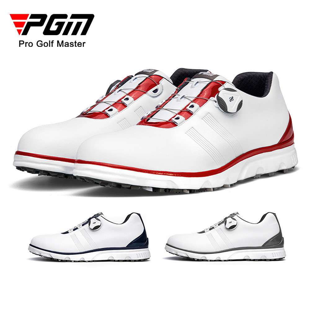 [PGM] GOLF รองเท้าผู้ชายรองเท้ากีฬาลําลอง Knob Laces GOLF รองเท้าผู้ชาย Spikeless รองเท้ากันน้ํา XZ1