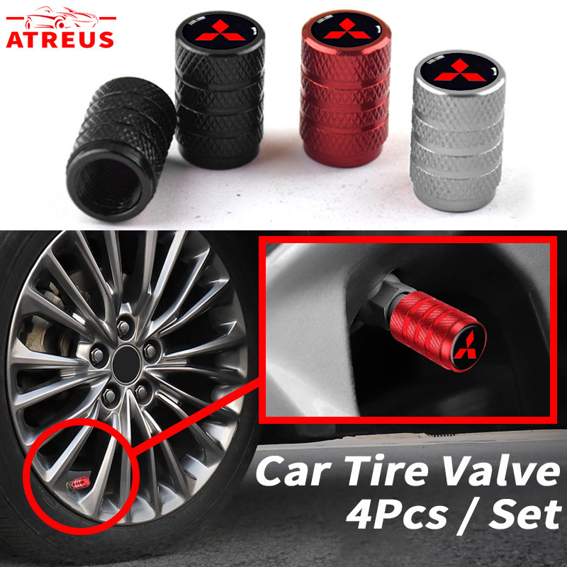 4 ชิ้น Mitsubishi จุกปิดท่อเติมลมยาง​ สำหรับรถยนต์​ จุกลมยาง​อลูมิเนียมอัลลอยด์ จุกลมยางรถยนต์ สำหรับ Mitsubishi Xpander Cross Triton Grandis Attrage Mirage Outlander Pajero Sport ASX