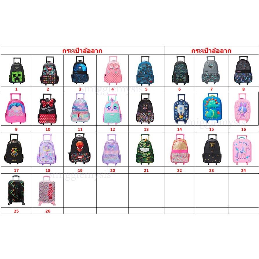 Smiggle Minnie Mouse /Mickey MouseTrolley Backpack With Light Up Wheels กระเป๋าล้อลาก พร้อมส่งในไทย