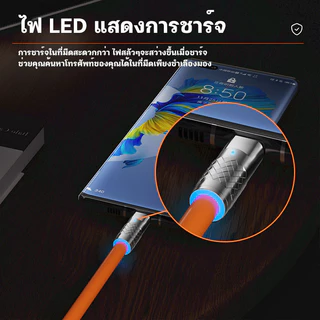 สายชาร์จโทรศัพท์มือถืออย่างรวดเร็ว สายเคเบิลข้อมูลซิลิโคนเหลวโลหะผสมสังกะสี 6A พร้อมไฟ